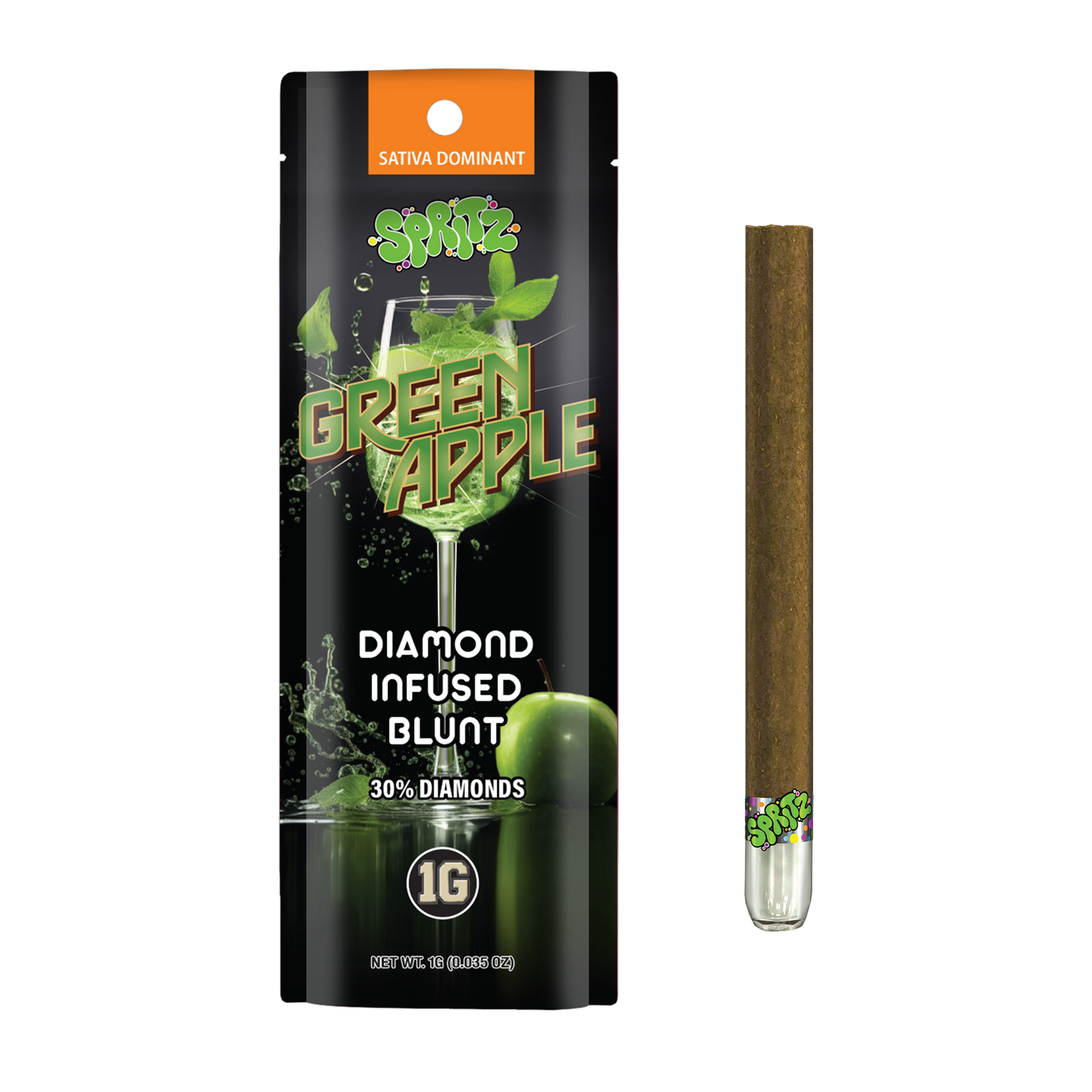 Spritz 1g Infused Blunt Green Apple Sativa (Case Pack 12 Units)