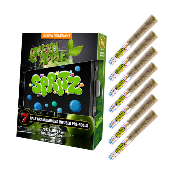 Spritz 7pk Infused Preroll Green Apple Sativa (Case Pack 12 Units)