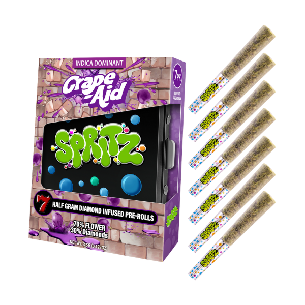 Spritz 7pk Infused Preroll Grape-Aid Indica (Case Pack 12 Units)