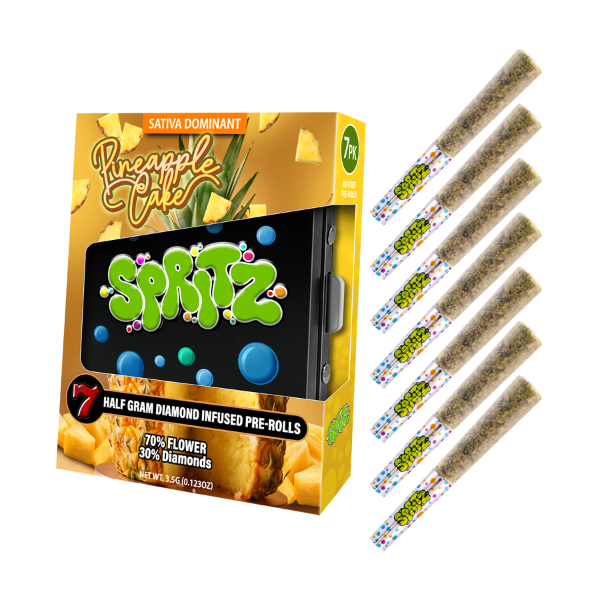 Spritz 7pk Infused Preroll Pineapple Cake Sativa (Case Pack 12 Units)